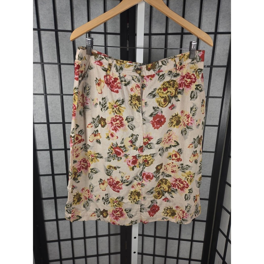 Women's ORVIS Linen Blend Floral Jacquard Sheath Skirt Size 14 Zip‎ Up Pockets